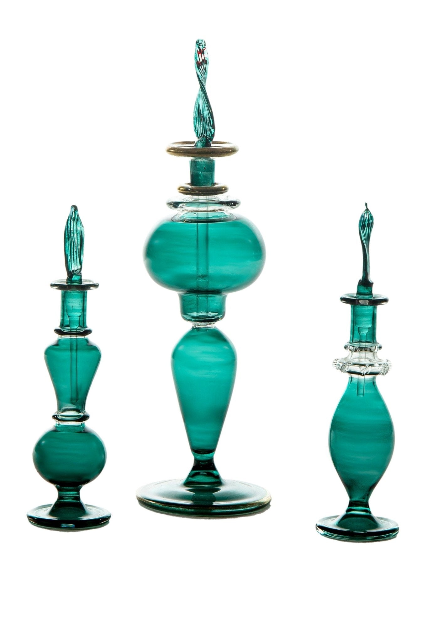 Perfume Bottle - Hand Painted - Colored Glassware - Antique Glassware - Empty Perfume Bottle - Hand Blown Glass - Custom Perfume Bottle - Les Trois Pyramides