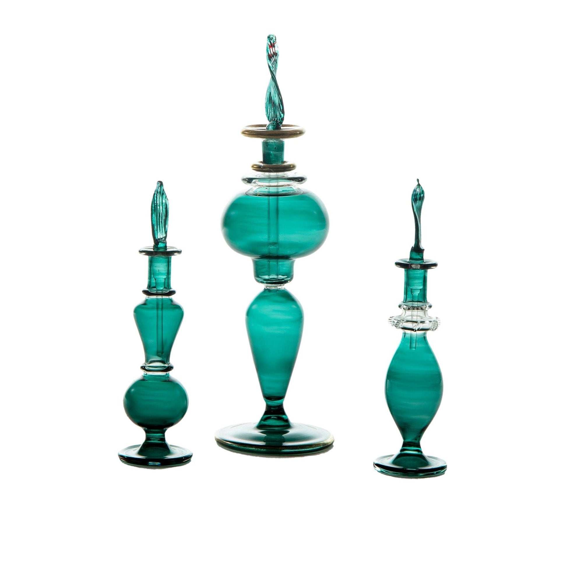 Perfume Bottle - Hand Painted - Colored Glassware - Antique Glassware - Empty Perfume Bottle - Hand Blown Glass - Custom Perfume Bottle - Les Trois Pyramides