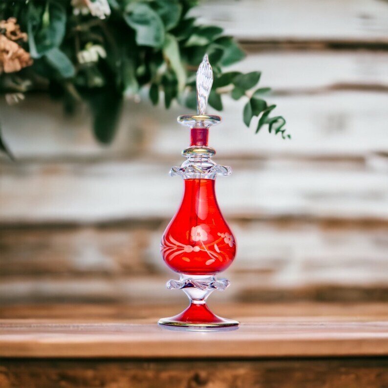 Perfume Oil Glass Bottles - Egyptian Essential Oil Holder Bottles - Hand Painted Blown Glass Bottles - Vintage Perfume Bottles - Cute Gifts | Les Trois Pyramides