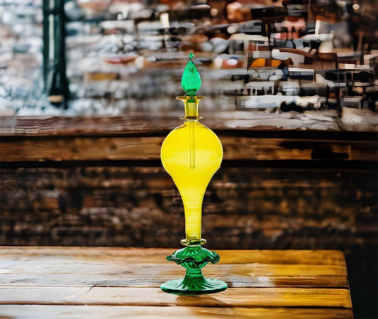 Perfume Bottle with Stopper - Hand Blown Glass - Multicolored Decorative Bottles - Hand Painted - Colored Glassware - Handmade Gift - Les Trois Pyramides