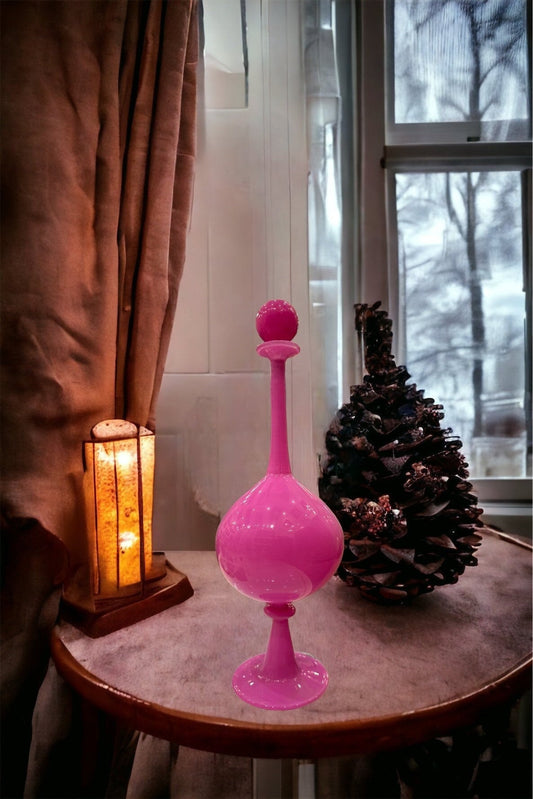 Pink Modern Decanter Bottle with Stopper - Handmade Blown Glass Bottle - Decanters - Decanter Gift - Blown Glass Decanter - Decor Gifts | Les Trois Pyramides