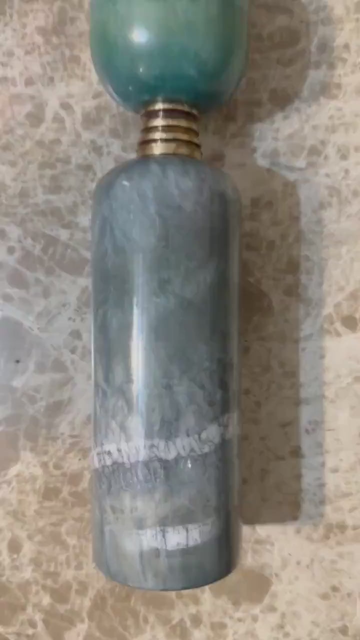 Handmade Brass finish sconce lighting with Green Marble Gemstones -  sconce lighting by Les Trois Pyramides