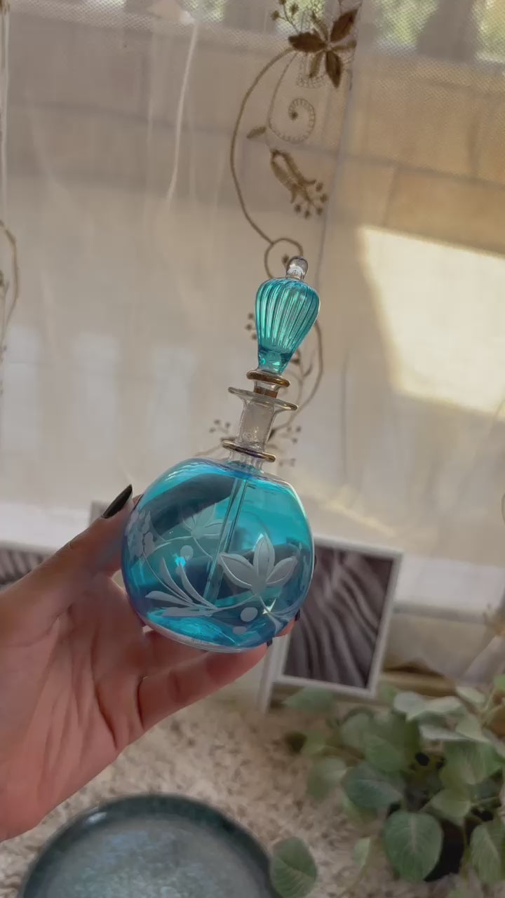 Turquoise Perfume Bottle with 14K Gold