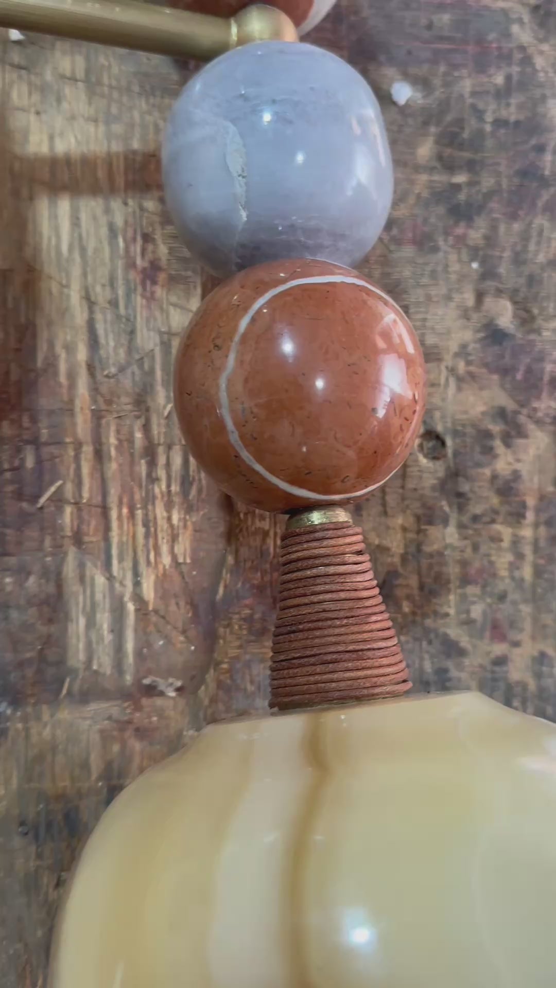 Set of Two Handmade Marble Wall Sconces - Brass & Natural Stone Wall Light | LesTroisPyramides