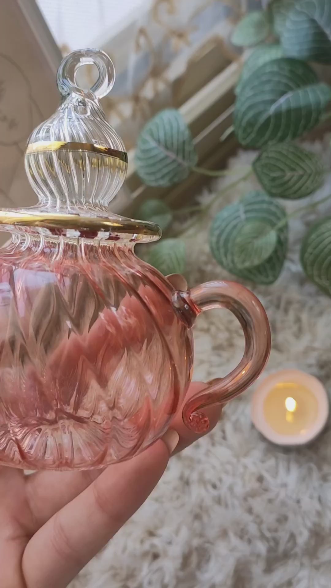 Blush Pink Teapot Christmas Ornament With 14K Gold - Les Trois Pyramides