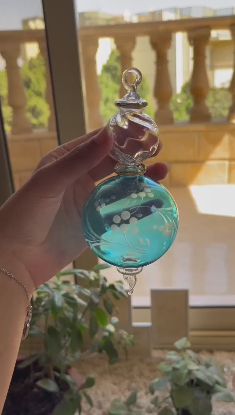 Hand-Blown Glass Christmas Ornament for Xmas Decorations Turquoise - Les Trois Pyramides