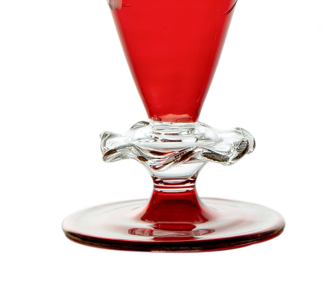 Perfume Bottle Engraved Red - Hand Painted Hand Blown Glass - Decorative Essential Oil Bottle - Gift for Women - Handmade Egyptian Glass - Les Trois Pyramides