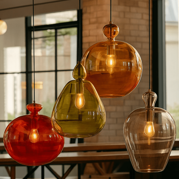 Set of Four Hanging Lights over Bar | LesTroisPyramides