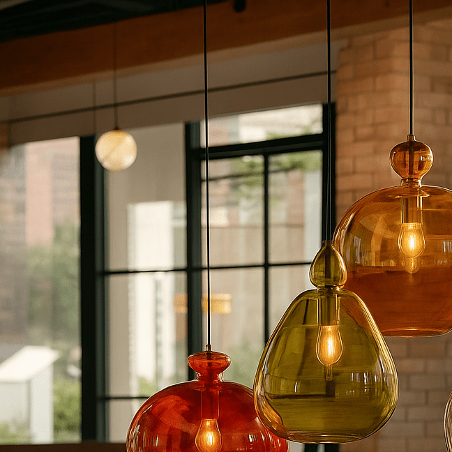 Set of Four Hanging Lights over Bar | LesTroisPyramides