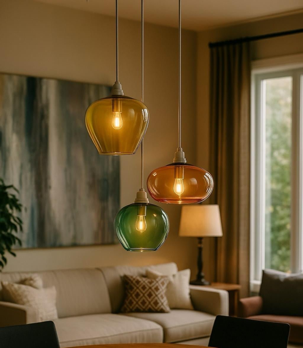 Set of Three Elegant Light Pendants for Home - Les Trois Pyramides