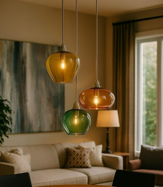 Set of Three Elegant Light Pendants for Home - Les Trois Pyramides