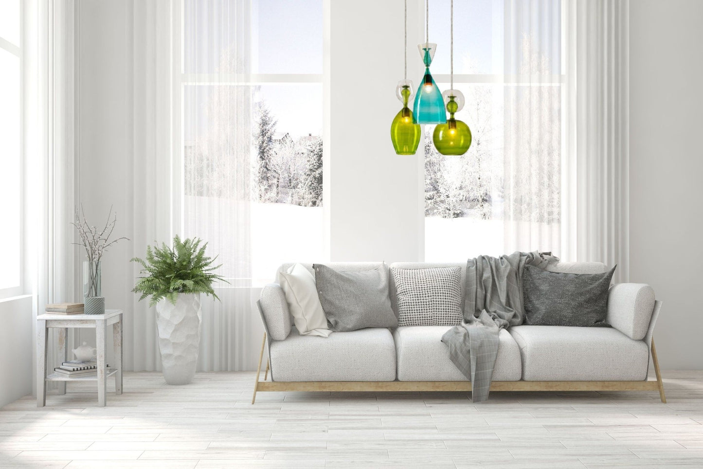 Set of Three Glass Pendant Lights - Les Trois Pyramides