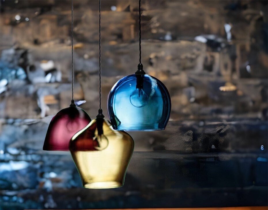 Set of Three Hanging Lights Over Bar - Les Trois Pyramides