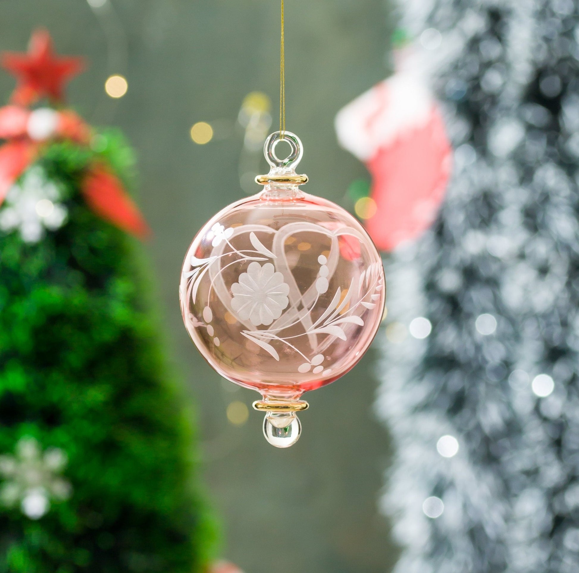 Set of Three Large Glass Tree Topper Ball Ornaments for Christmas Tree Decorations - Les Trois Pyramides