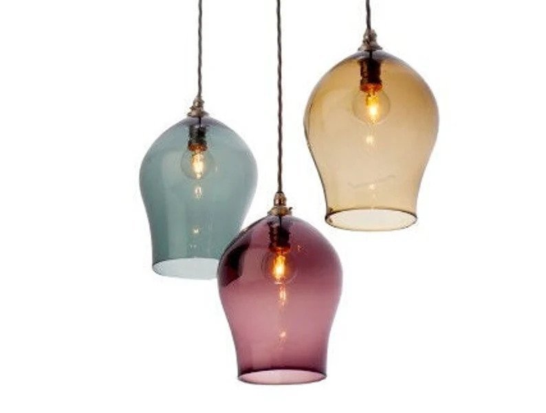 Set of Three Modern Pendants Light Plus Ceiling Bar - Les Trois Pyramides