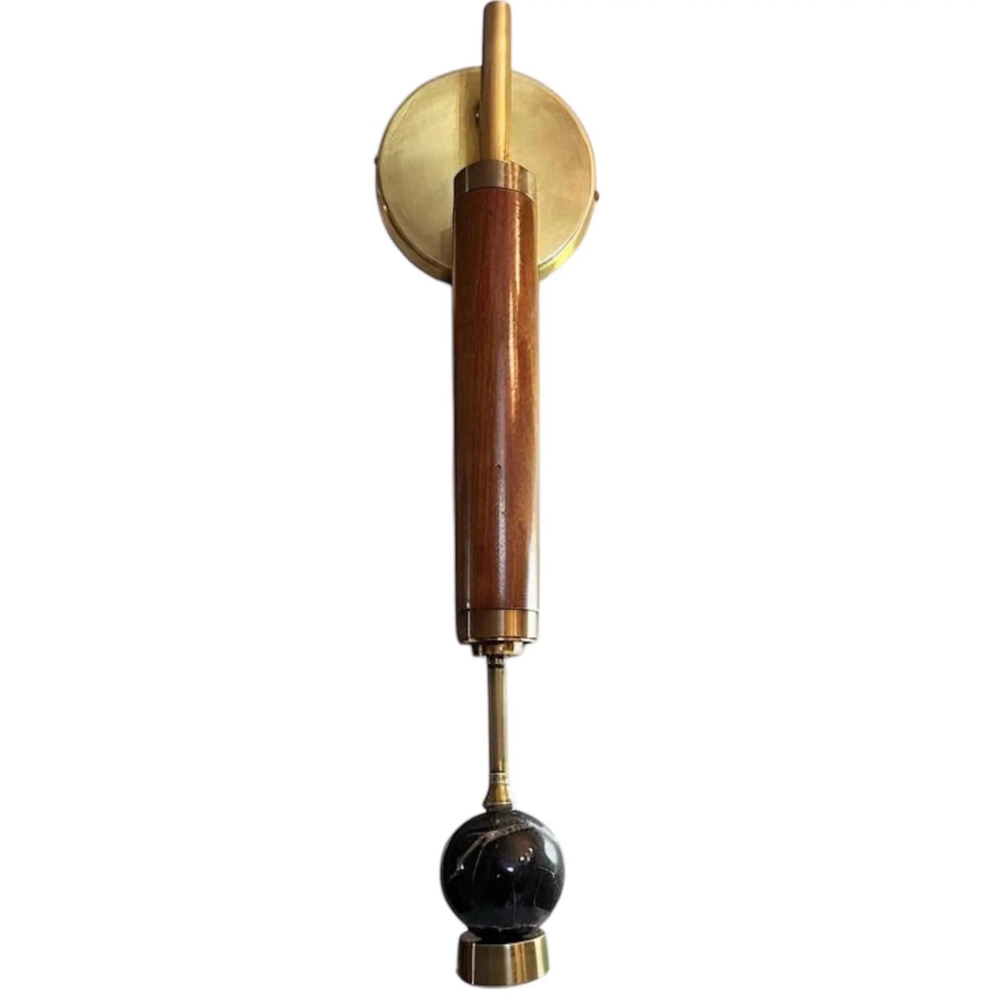 Set of Two Mid-Century Modern Wall Sconces – Brass & Wood Wall Lights | Les Trois Pyramides