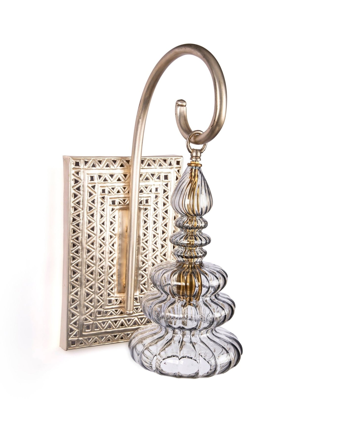 Smoked Grey Ribbed Glass Sconce Light Fixture for Home Decor - Les Trois Pyramides