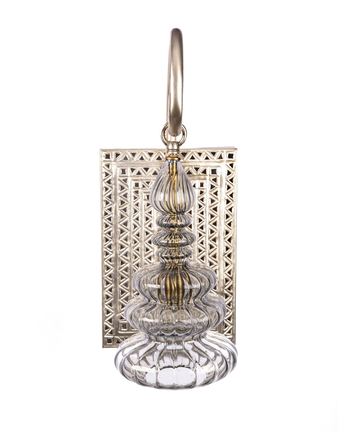 Smoked Grey Ribbed Glass Sconce Light Fixture for Home Decor - Les Trois Pyramides