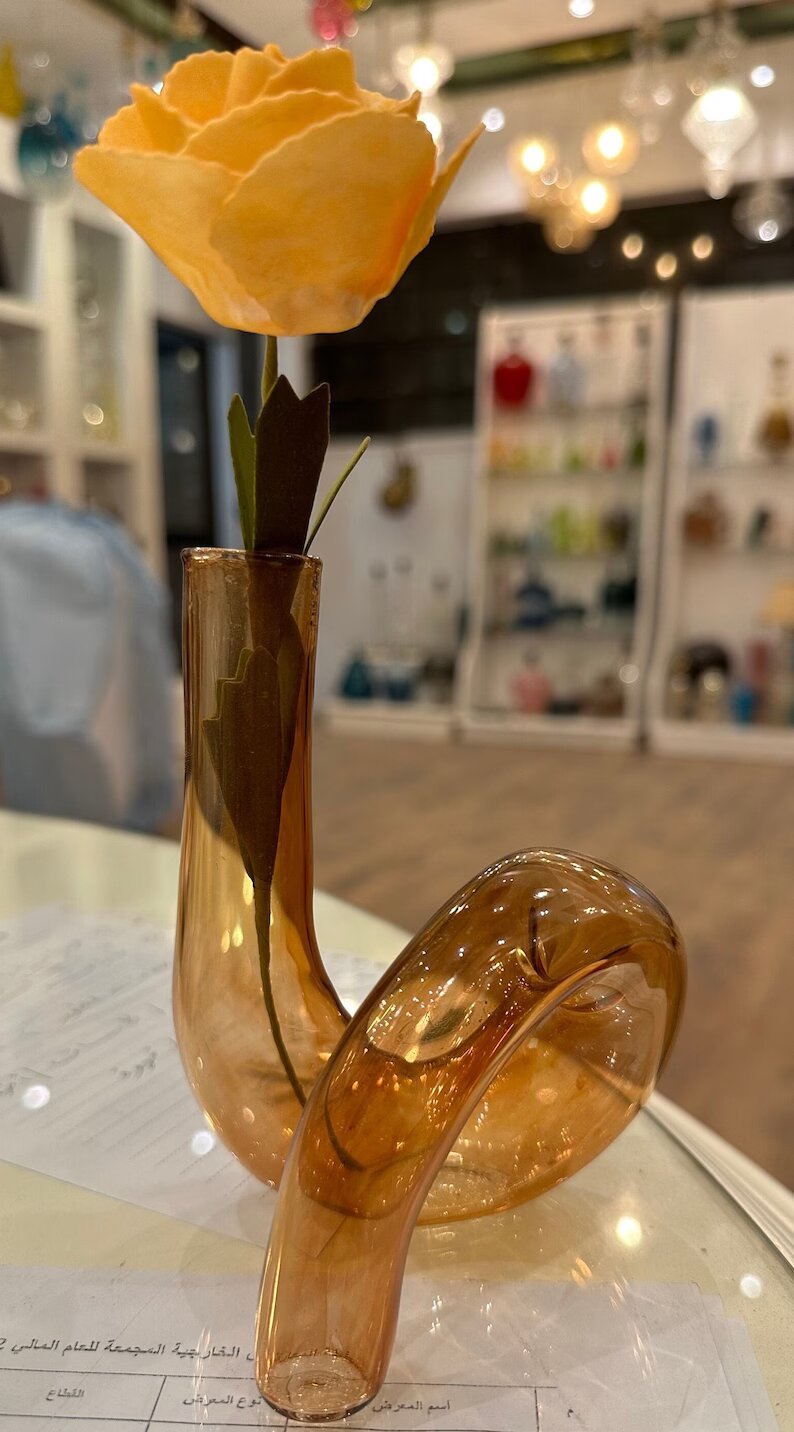 Snake Blown Glass Art Deco Vase - Les Trois Pyramides