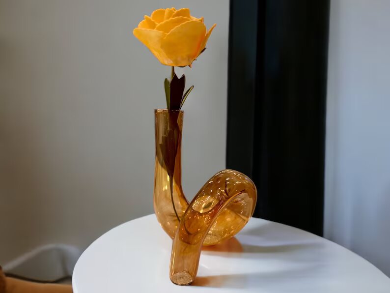 Snake Blown Glass Art Deco Vase - Les Trois Pyramides
