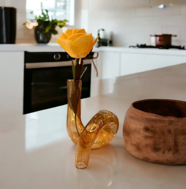Snake Blown Glass Art Deco Vase - Les Trois Pyramides
