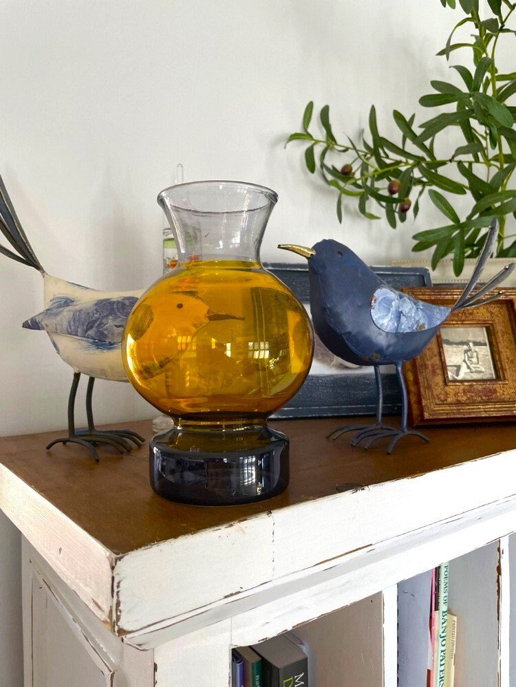 Multicolored Art Deco Vase , Hand Blown Glassware , Blown Glass Vases , Vintage Glass Vase , Colored Glass Vases , Vase for Flowers - Les Trois Pyramides