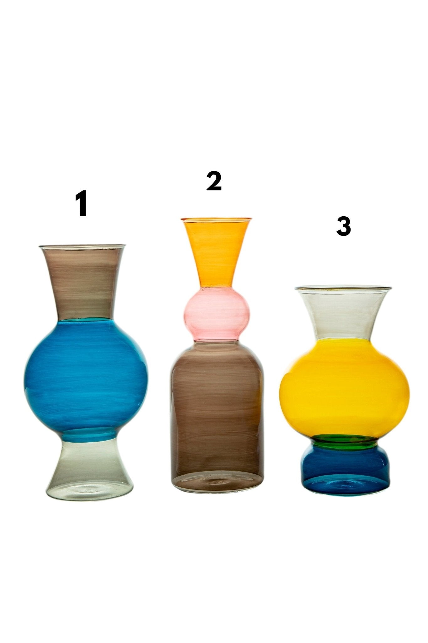 Multicolored Art Deco Vase , Hand Blown Glassware , Blown Glass Vases , Vintage Glass Vase , Colored Glass Vases , Vase for Flowers - Les Trois Pyramides