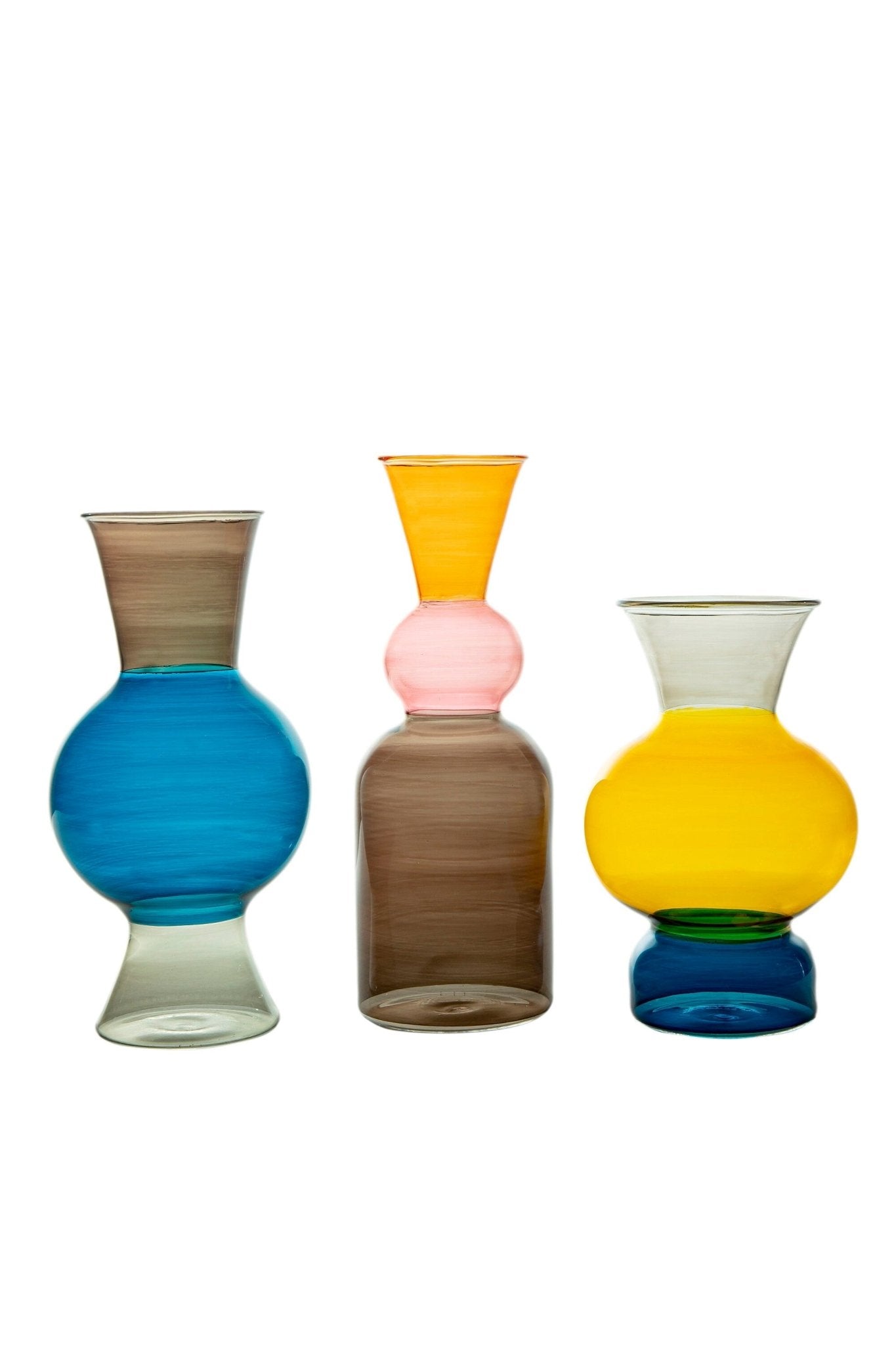 Multicolored Art Deco Vase , Hand Blown Glassware , Blown Glass Vases , Vintage Glass Vase , Colored Glass Vases , Vase for Flowers - Les Trois Pyramides