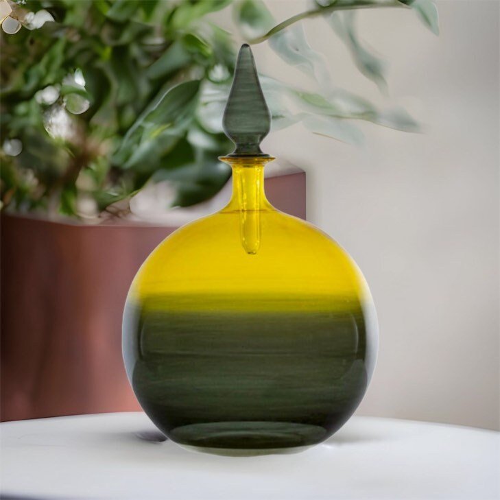 Handmade Glass Vintage Classic Decanter Bottle with Stopper Handmade Blown Glass Bottle Made with Love Handmade Gift - Les Trois Pyramides