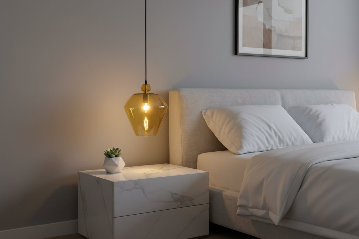 Yellow Geometric Glass Pendant Light for kitchen island