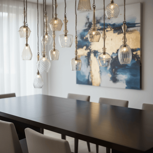 12-Light Hand Blown Glass Pendant Set for Hotel & Villa Lighting Projects