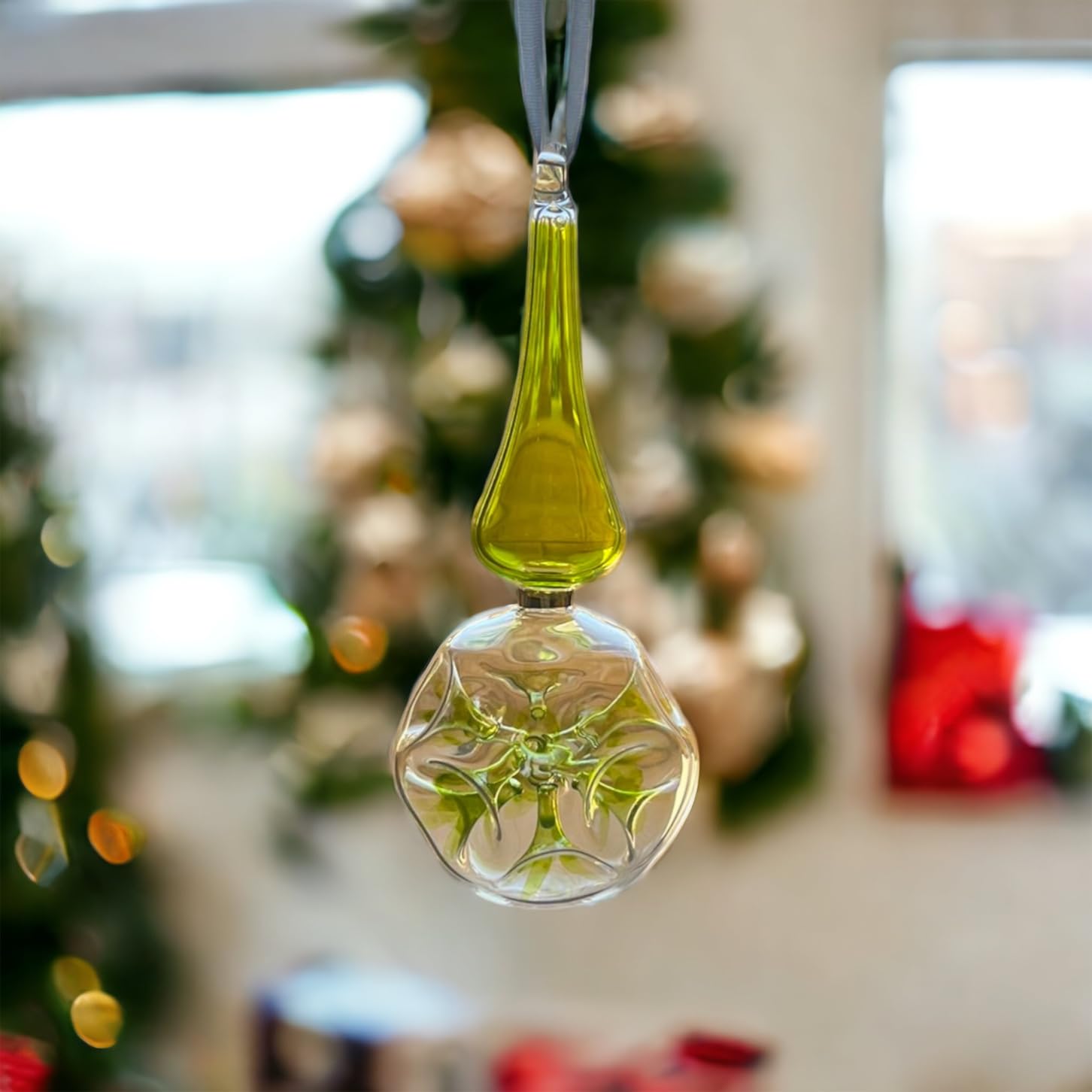 Double Layer Green Hand-Blown Glass Christmas Ornament for Xmas Decorations - Les Trois Pyramide