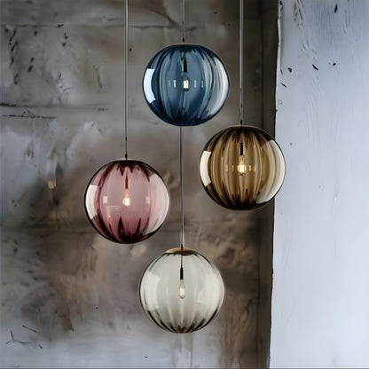 Set of Four Blown Glass Pendant Lights for Kitchen Island - Les Trois Pyramides