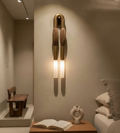 Handmade Brass & Horsehair Wall Sconce | Handmade Designer Sconce - Les Trois Pyramides