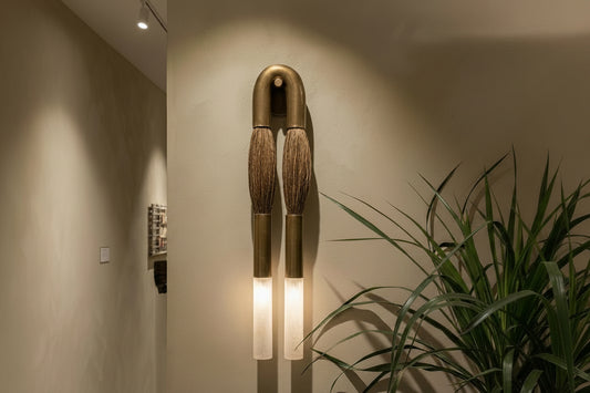 Handmade Brass & Horsehair Wall Sconce | Handmade Designer Sconce - Les Trois Pyramides