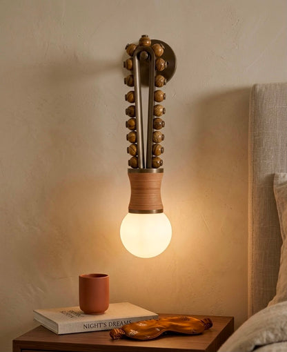 Artisan Wall Sconce in Vintage Bronze with Natural Jasper Stone & Leather Details