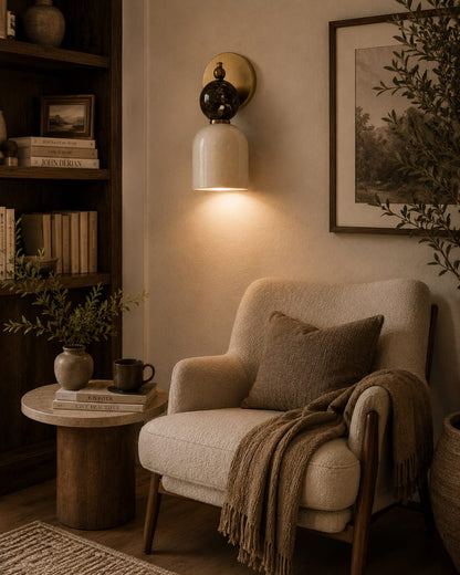 Alabaster & Marble Wall Sconce with Brass – Handmade Stone Wall Light | Les Trois Pyramides