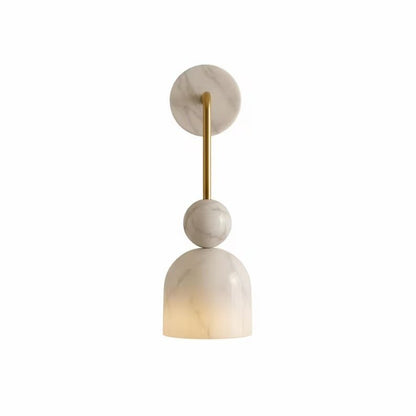 Alabaster marble wall light showing natural stone texture and brass finish with white background