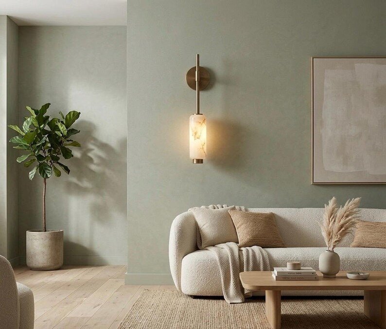 Alabaster Wall Light | Handmade Wall Sconce | Stone Wall Lamp | Modern Bathroom Vanity Light | Bedside Wall Lighting | Wall Mounted Light | Les Trois Pyramides