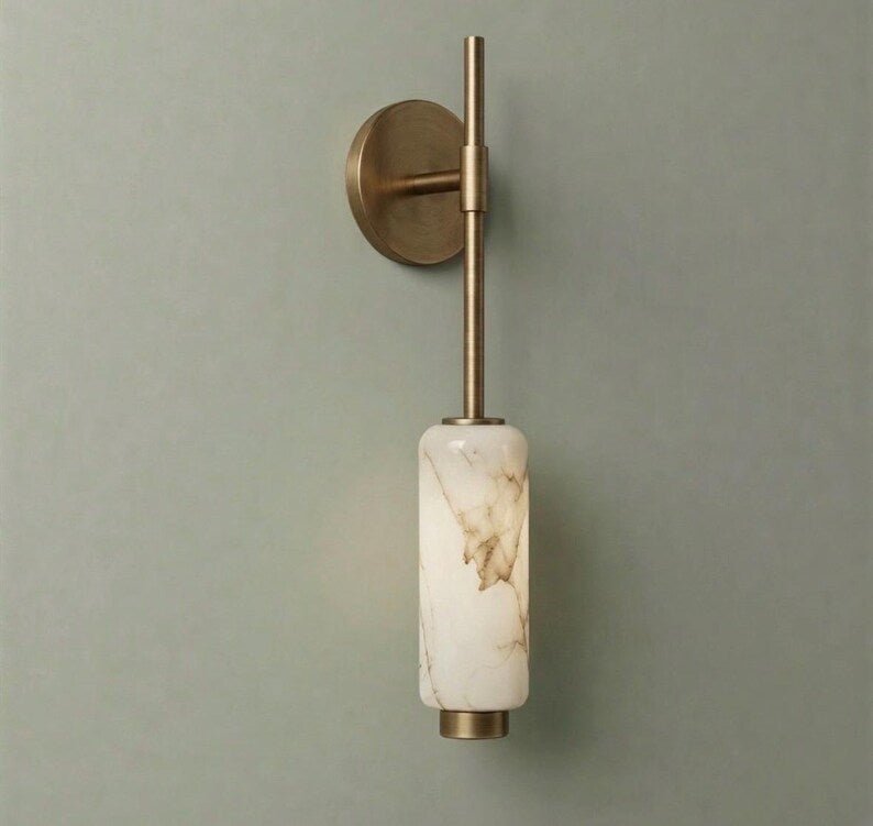 Alabaster Wall Light | Handmade Wall Sconce | Stone Wall Lamp | Modern Bathroom Vanity Light | Bedside Wall Lighting | Wall Mounted Light | Les Trois Pyramides