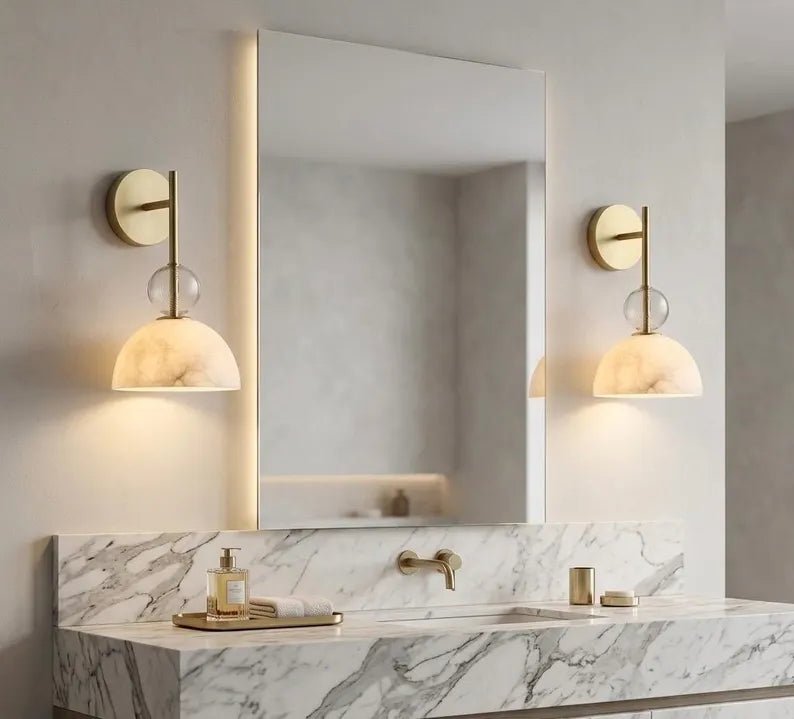 Alabaster Wall Light | Wall Sconce | Bathroom Vanity Light | Bedside Lamp | Modern Wall Lighting | Stone Wall Lamp | Les Trois Pyramides 
