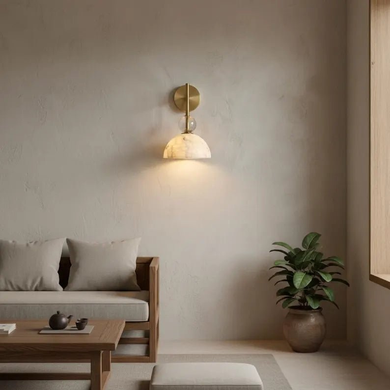 Alabaster Wall Light | Wall Sconce | Bathroom Vanity Light | Bedside Lamp | Modern Wall Lighting | Stone Wall Lamp | Les Trois Pyramides 