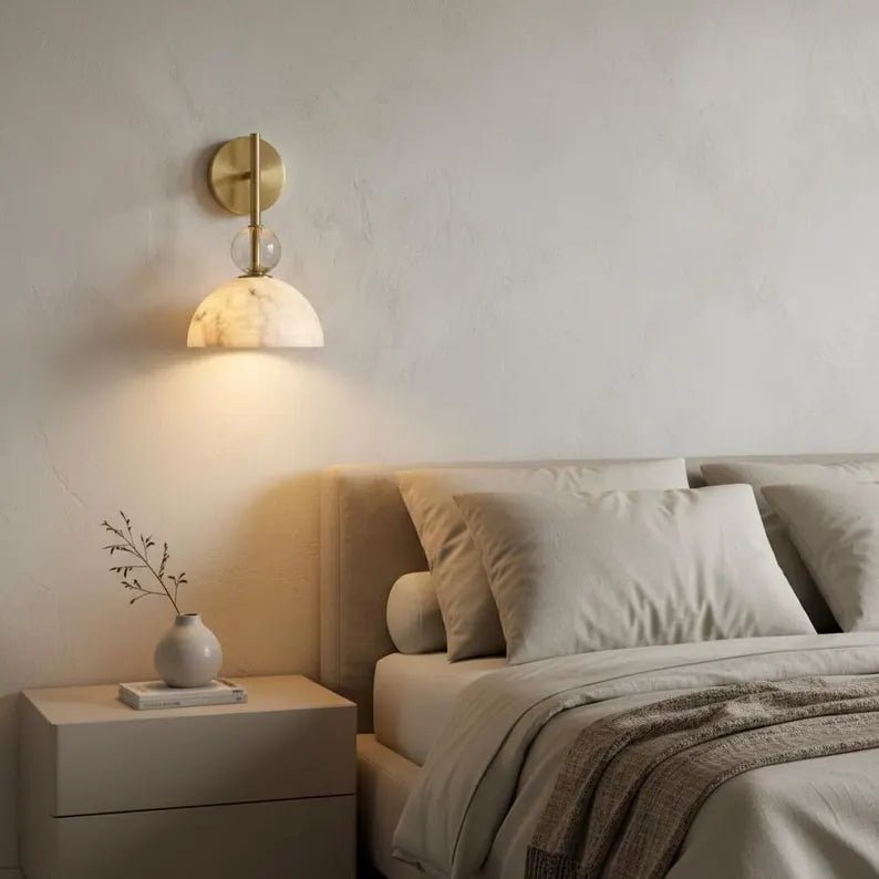 Alabaster Wall Light | Wall Sconce | Bathroom Vanity Light | Bedside Lamp | Modern Wall Lighting | Stone Wall Lamp | Les Trois Pyramides 