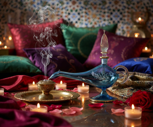 Aladdin Lamp Antique Perfume Bottle for Essential Oils , Vintage Perfume Bottles , Essential Oil Holder , Perfume Holder Decorative Bottles - Les Trois Pyramides