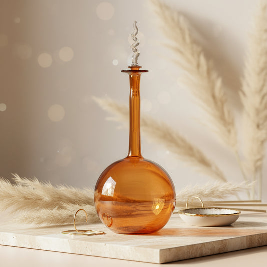 Amber Perfume Bottle - Hand Painted - Colored Glassware - Glassware - Empty Perfume Bottle - Hand Blown Glass - Custom Perfume Bottle - Gift - Les Trois Pyramides