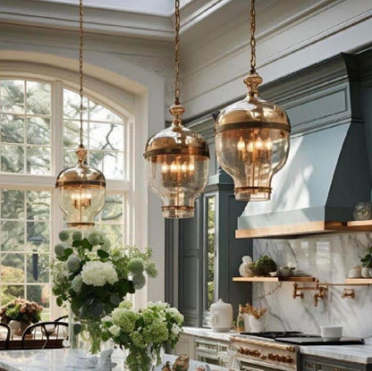 Amber vessel pendant Light
