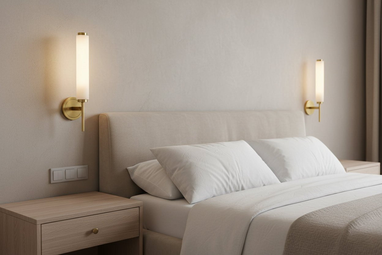 Antique style Brass Wall Light with Frosted Glass Tube