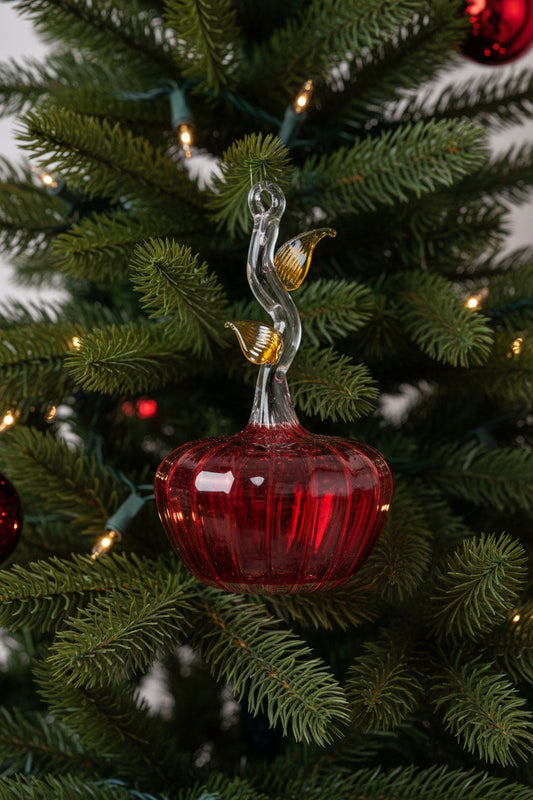 Apple Red Glass ornament for Christmas tree decorations | hanging Christmas Glass ornaments for Summer Decorations | Egyptian Glass - Les Trois Pyramides