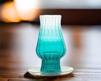 Aqua Turquoise Candle Stick Holder " Romantic Candle " - Les Trois Pyramides