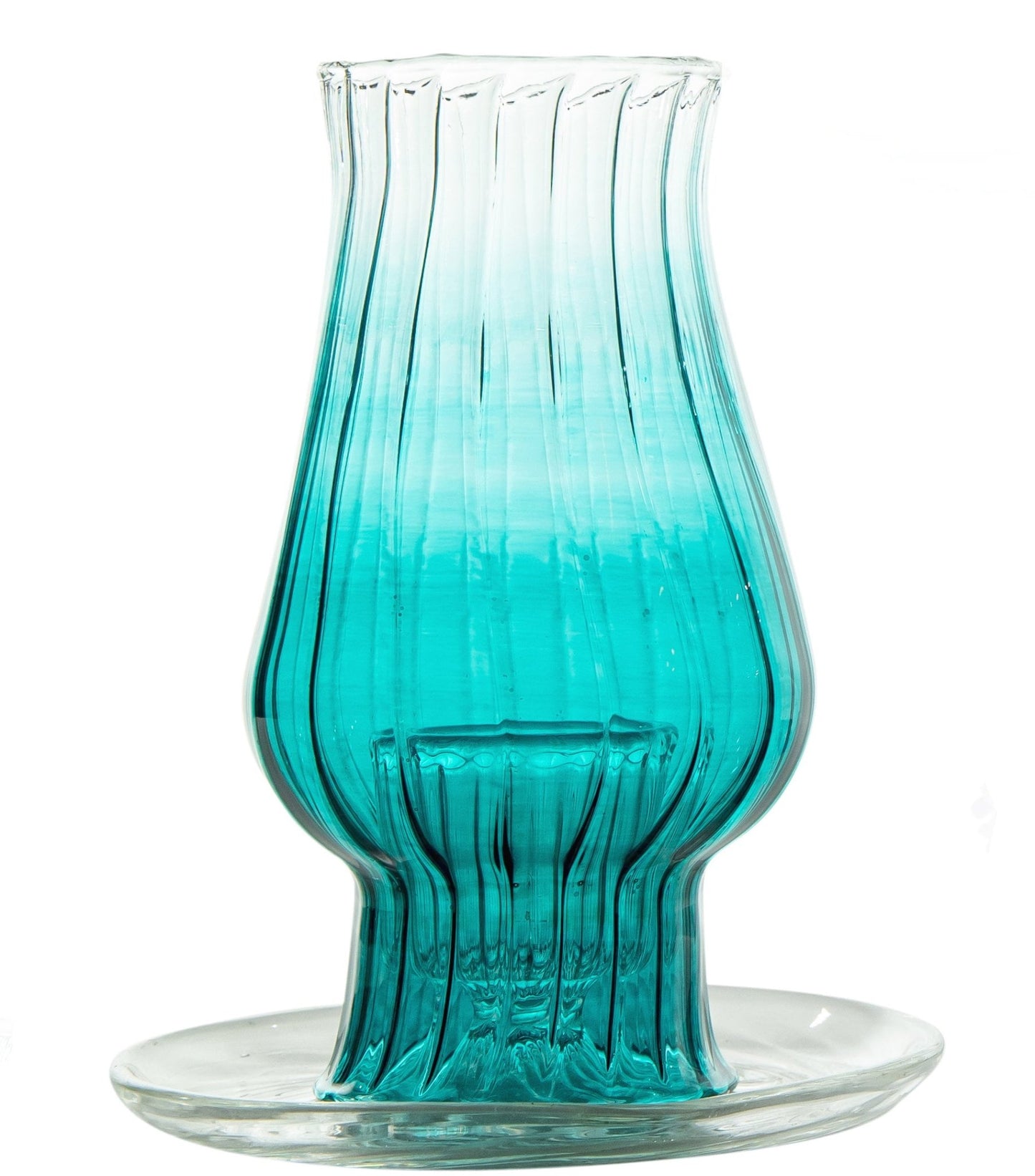 Aqua Turquoise Candle Stick Holder " Romantic Candle " - Les Trois Pyramides